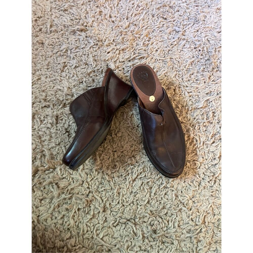 Ariat womens leather brown mule wedges size 7.5